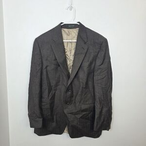 Lauren Ralph Lauren Brown Taupe Striped Preppy Wool‎ Cashmere Blazer Size 42R